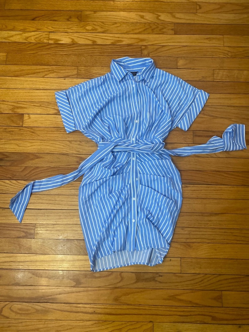 Vici Blue and White Vertical Stripe Shirt
